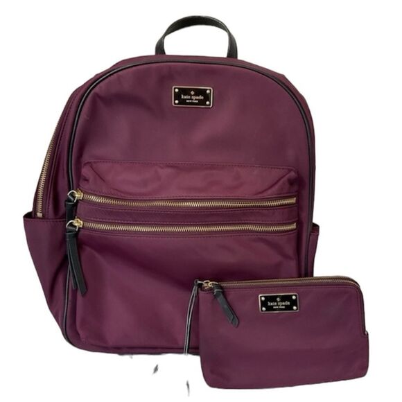 Kate Spade Burgundy Bradley Nylon Backpack with Matching Wallet main image 13
